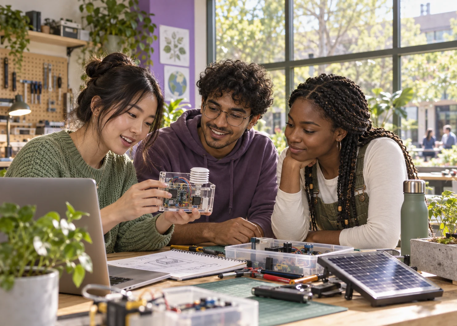A small team collaborating on a sensor project